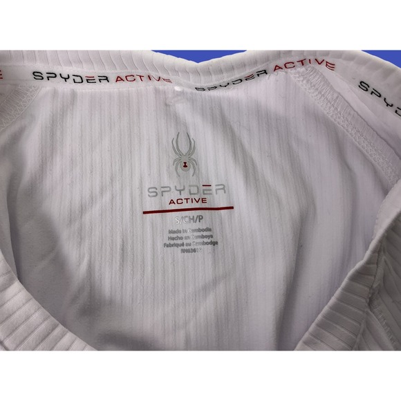 Spyder Active Womens White Ribbed‎ Athletic Short Sleeve Shirt Size S/P - Picture 3 of 8
